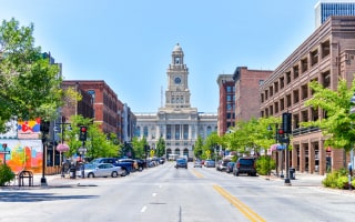 Court Avenue and Polk County Courthouse Des Moines Iowa